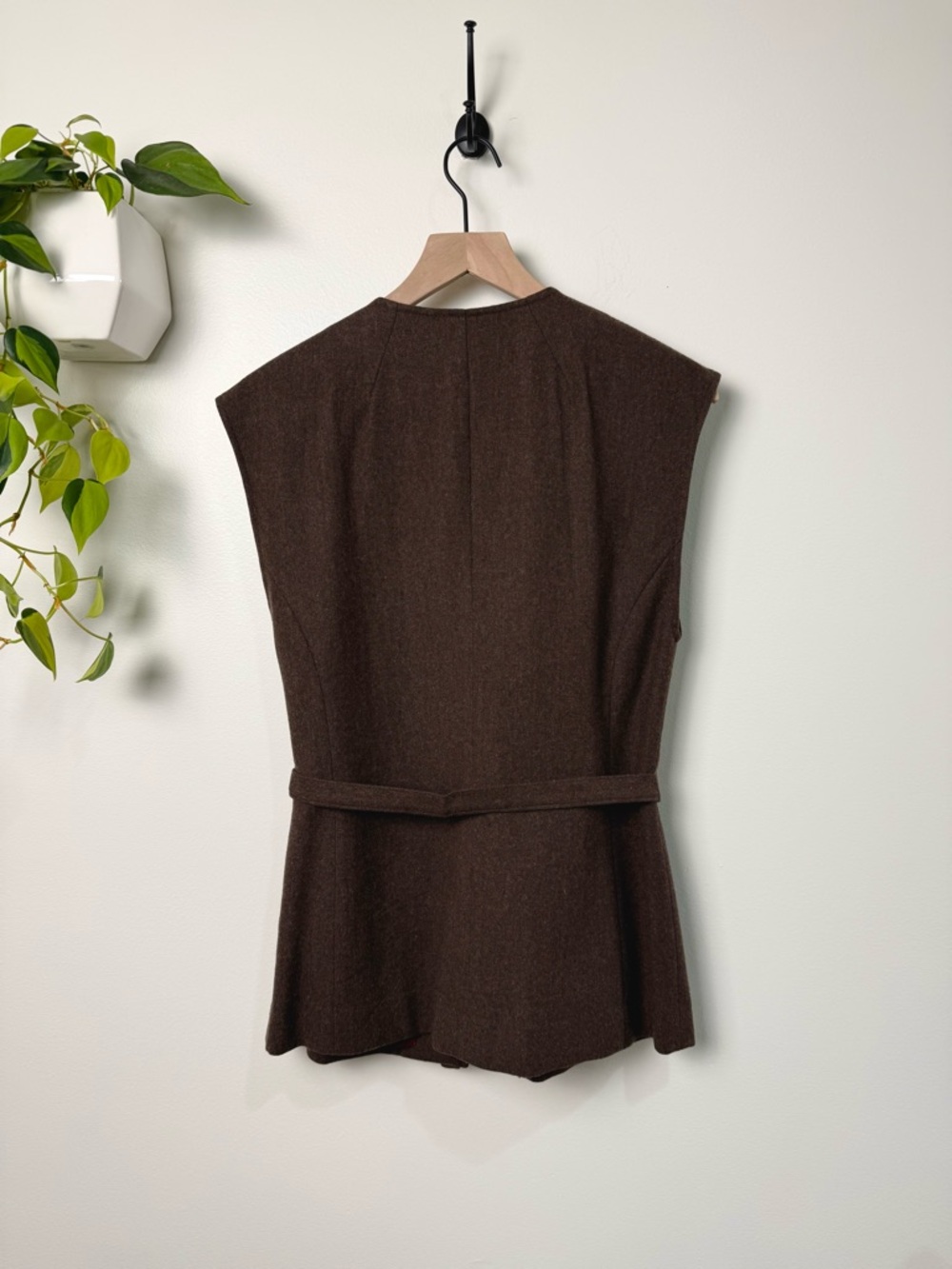 Vintage Pendleton 100% Virgin Wool Waistcoat Vest Tie-Waist Brown 70s 80s Sz 10 - Picture 5 of 6